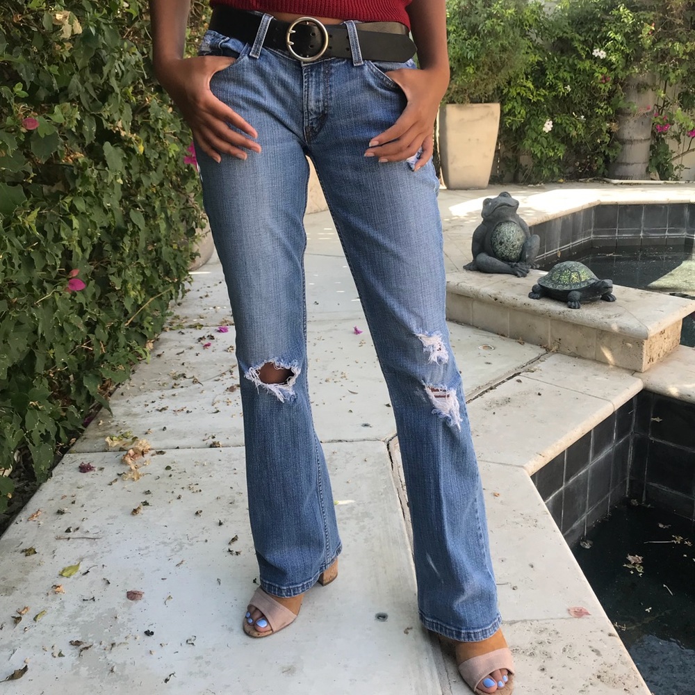 GIRLS 524 LEVIS DISTRESSED LOWRISE BOOTCUT JEANS